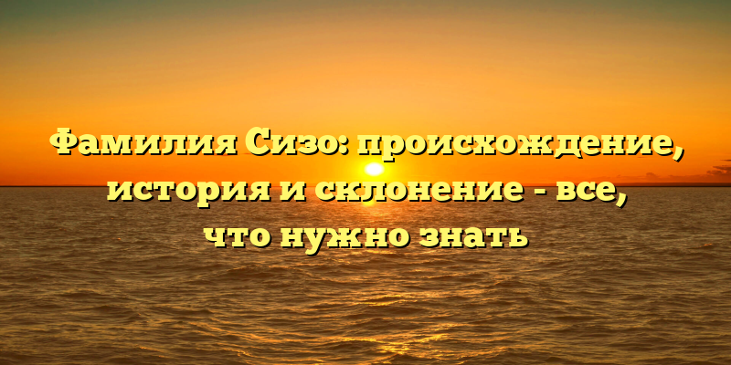 Фамилия Сизо: происхождение, история и склонение - все, что нужно знать