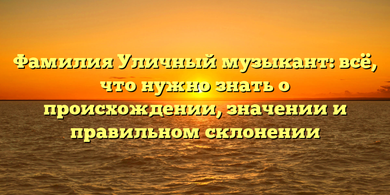 Фамилия Уличный музыкант: всё, что нужно знать о происхождении, значении и правильном склонении