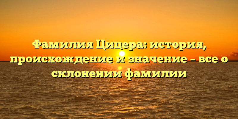 Фамилия Цицера: история, происхождение и значение – все о склонении фамилии