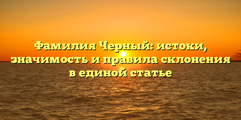 Фамилия Черный: истоки, значимость и правила склонения в единой статье