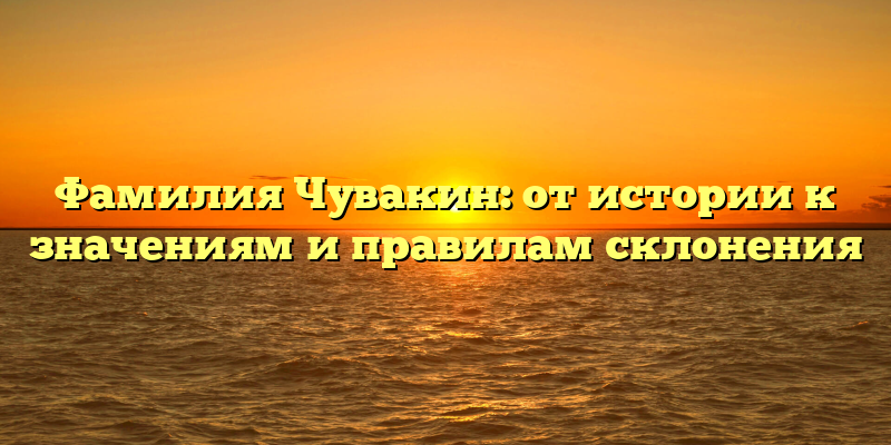 Фамилия Чувакин: от истории к значениям и правилам склонения
