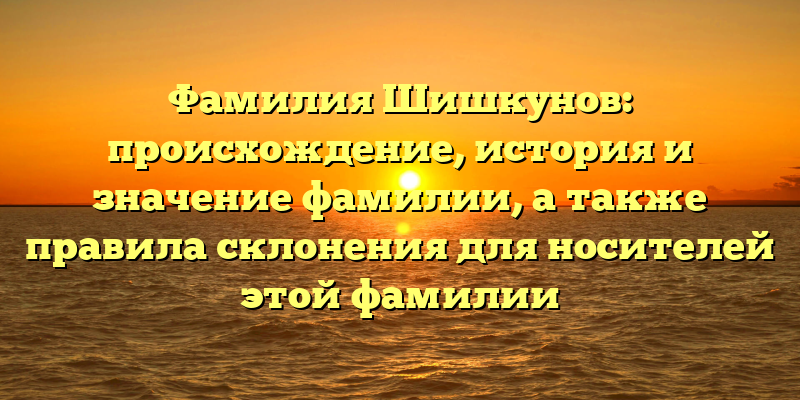 Фамилия Шишкунов: происхождение, история и значение фамилии, а также правила склонения для носителей этой фамилии
