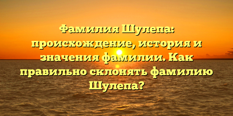 Фамилия Шулепа: происхождение, история и значения фамилии. Как правильно склонять фамилию Шулепа?