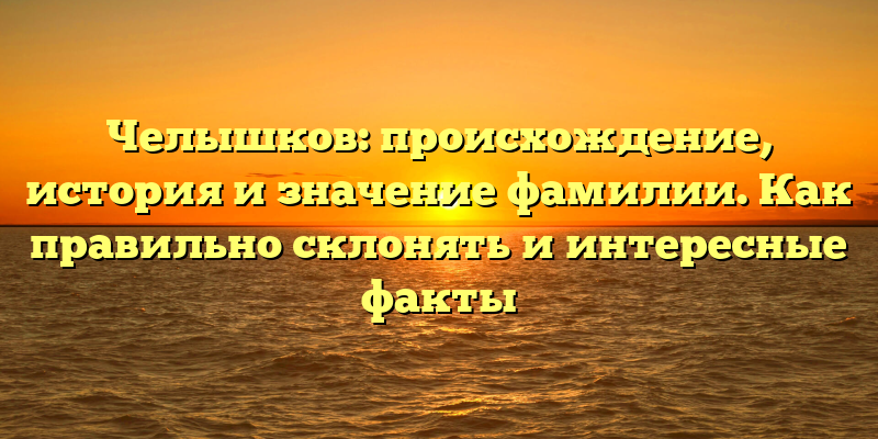 Челышков: происхождение, история и значение фамилии. Как правильно склонять и интересные факты