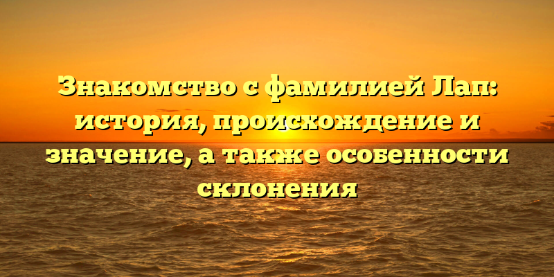 Знакомство с фамилией Лап: история, происхождение и значение, а также особенности склонения