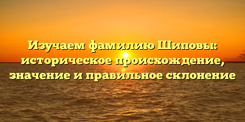 Изучаем фамилию Шиповы: историческое происхождение, значение и правильное склонение