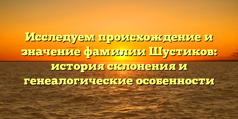 Исследуем происхождение и значение фамилии Шустиков: история склонения и генеалогические особенности