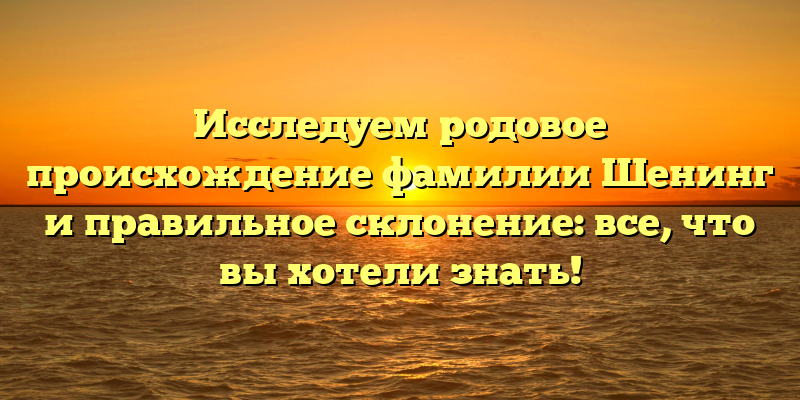 Исследуем родовое происхождение фамилии Шенинг и правильное склонение: все, что вы хотели знать!