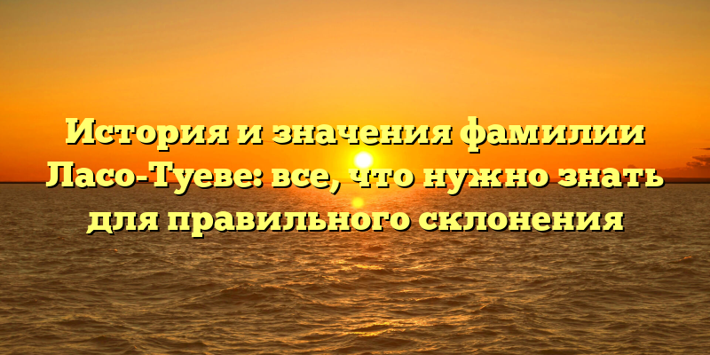 История и значения фамилии Ласо-Туеве: все, что нужно знать для правильного склонения