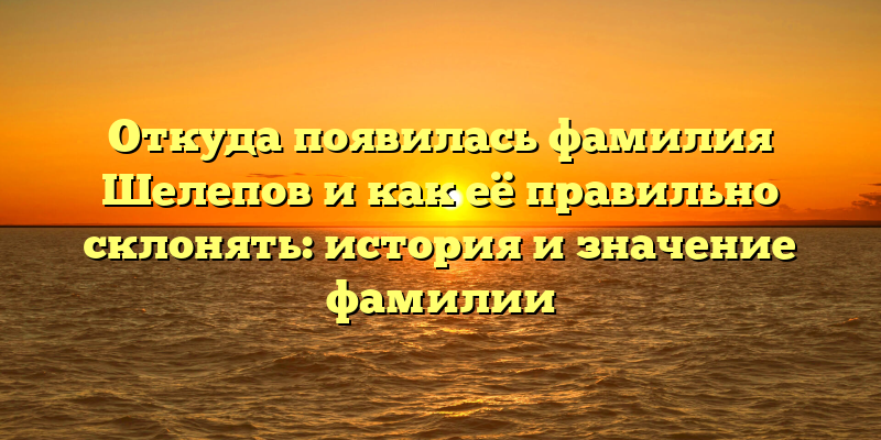 Откуда появилась фамилия Шелепов и как её правильно склонять: история и значение фамилии
