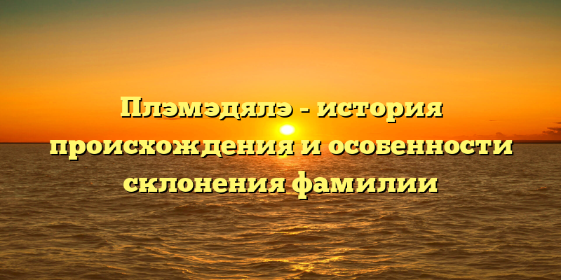 Плэмэдялэ - история происхождения и особенности склонения фамилии