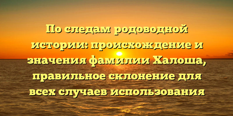 По следам родоводной истории: происхождение и значения фамилии Халоша, правильное склонение для всех случаев использования