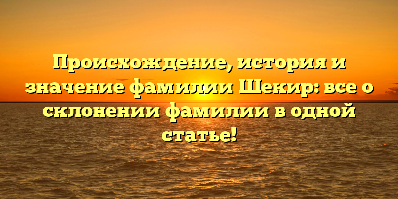 Происхождение, история и значение фамилии Шекир: все о склонении фамилии в одной статье!