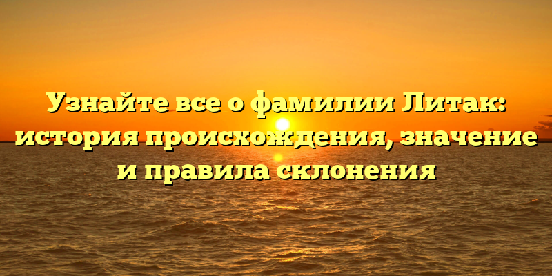 Узнайте все о фамилии Литак: история происхождения, значение и правила склонения