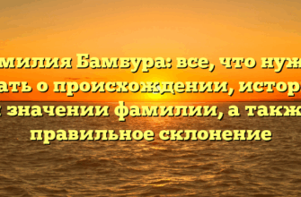 Фамилия Бамбура: все, что нужно знать о происхождении, истории и значении фамилии, а также правильное склонение