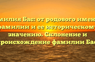 Фамилия Бас: от родового имени к фамилии и ее историческому значению. Склонение и происхождение фамилии Бас.