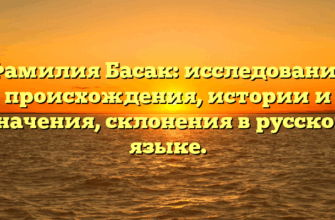 Фамилия Басак: исследование происхождения, истории и значения, склонения в русском языке.
