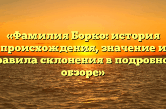 «Фамилия Борко: история происхождения, значение и правила склонения в подробном обзоре»