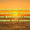 Фамилия Бузаров: история, происхождение, значение и склонение фамилии с подробным обзором всех нюансов