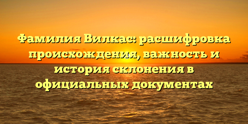 Фамилия Вилкас: расшифровка происхождения, важность и история склонения в официальных документах