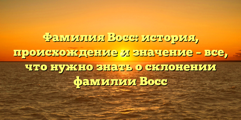 Фамилия Восс: история, происхождение и значение – все, что нужно знать о склонении фамилии Восс