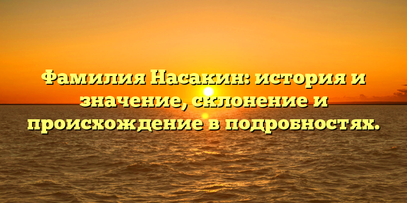 Фамилия Насакин: история и значение, склонение и происхождение в подробностях.
