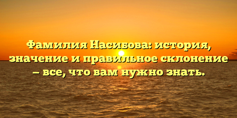 Фамилия Насибова: история, значение и правильное склонение — все, что вам нужно знать.
