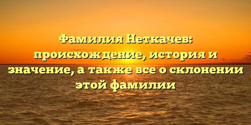 Фамилия Неткачев: происхождение, история и значение, а также все о склонении этой фамилии