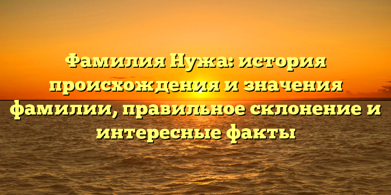 Фамилия Нужа: история происхождения и значения фамилии, правильное склонение и интересные факты