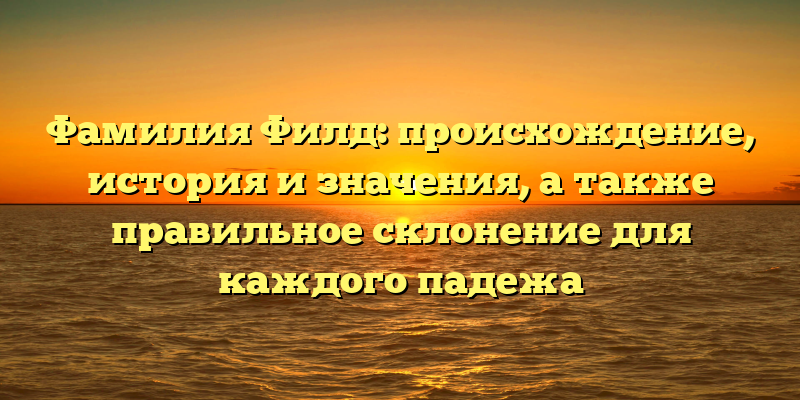 Фамилия Филд: происхождение, история и значения, а также правильное склонение для каждого падежа