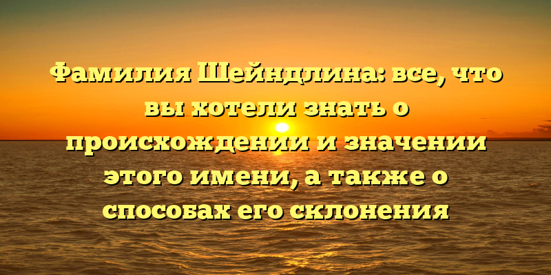 Фамилия Шейндлина: все, что вы хотели знать о происхождении и значении этого имени, а также о способах его склонения