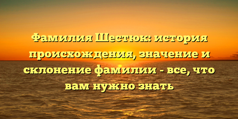 Фамилия Шестюк: история происхождения, значение и склонение фамилии - все, что вам нужно знать