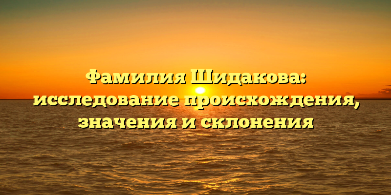 Фамилия Шидакова: исследование происхождения, значения и склонения