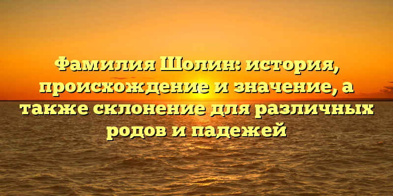 Фамилия Шолин: история, происхождение и значение, а также склонение для различных родов и падежей