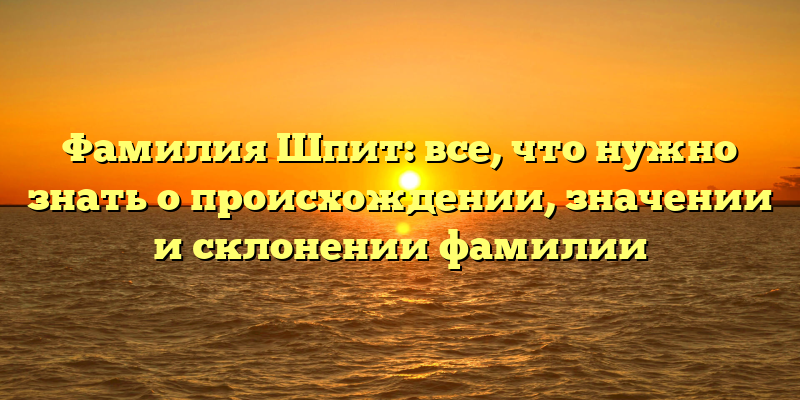 Фамилия Шпит: все, что нужно знать о происхождении, значении и склонении фамилии