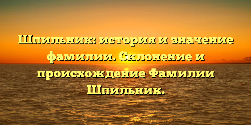 Шпильник: история и значение фамилии. Склонение и происхождение Фамилии Шпильник.