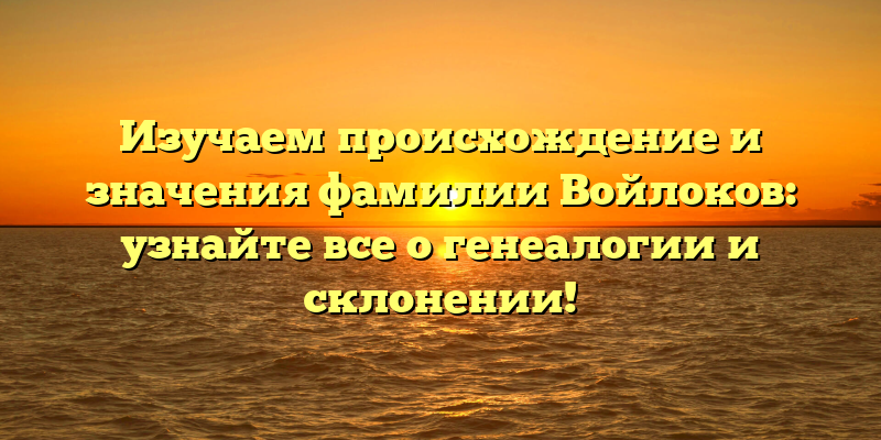 Изучаем происхождение и значения фамилии Войлоков: узнайте все о генеалогии и склонении!