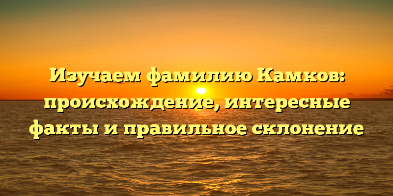 Изучаем фамилию Камков: происхождение, интересные факты и правильное склонение