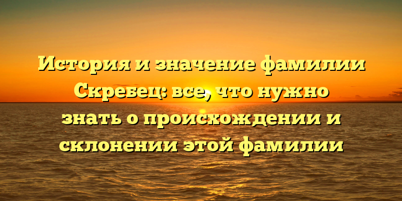История и значение фамилии Скребец: все, что нужно знать о происхождении и склонении этой фамилии