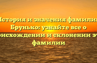 История и значения фамилии Брунько: узнайте все о происхождении и склонении этой фамилии
