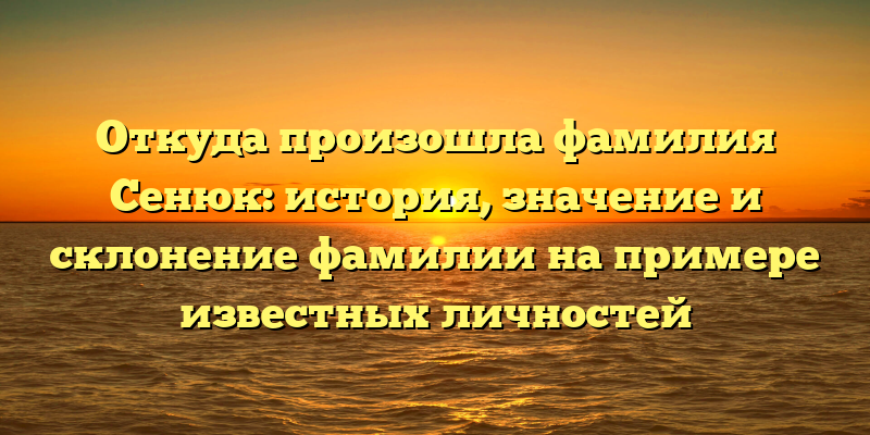 Откуда произошла фамилия Сенюк: история, значение и склонение фамилии на примере известных личностей