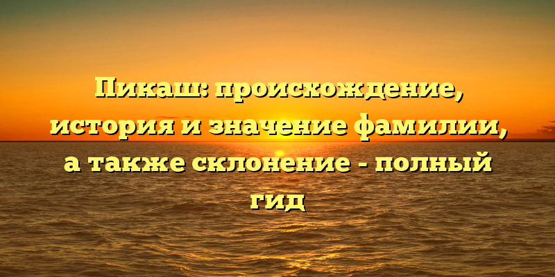Пикаш: происхождение, история и значение фамилии, а также склонение - полный гид