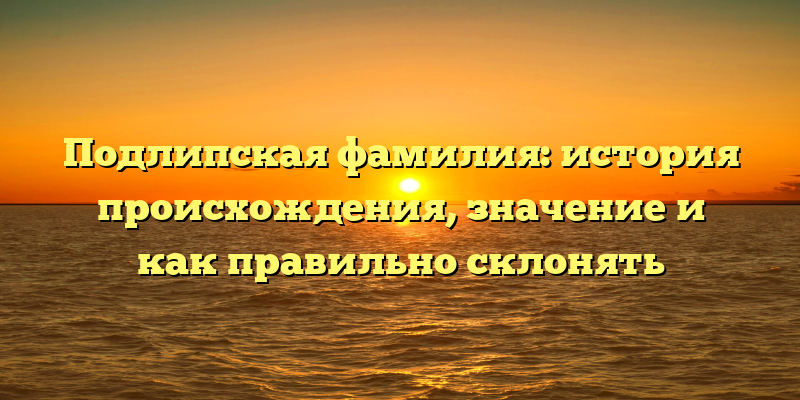 Подлипская фамилия: история происхождения, значение и как правильно склонять