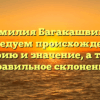 Фамилия Багакашвили: исследуем происхождение, историю и значение, а также правильное склонение