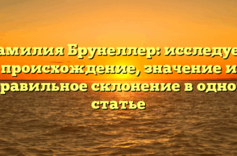 Фамилия Брунеллер: исследуем происхождение, значение и правильное склонение в одной статье