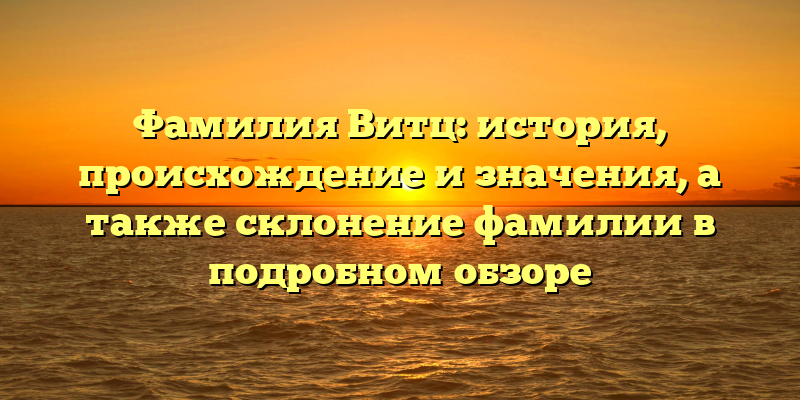 Фамилия Витц: история, происхождение и значения, а также склонение фамилии в подробном обзоре
