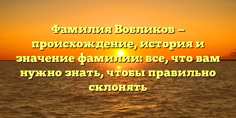 Фамилия Вобликов — происхождение, история и значение фамилии: все, что вам нужно знать, чтобы правильно склонять