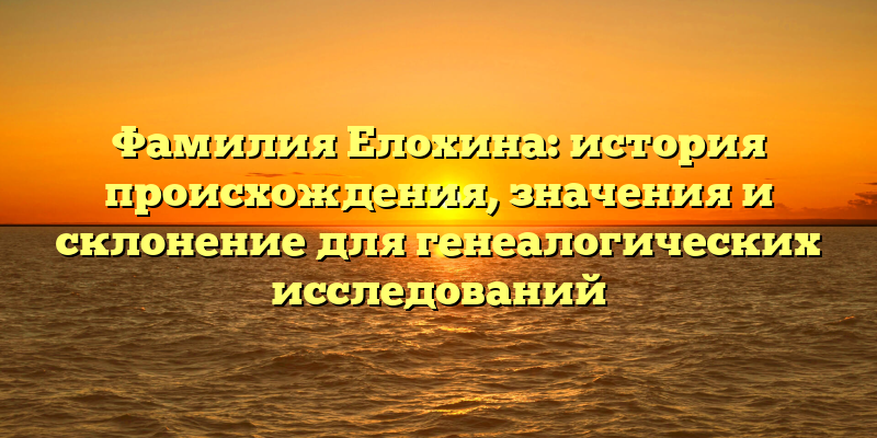 Фамилия Елохина: история происхождения, значения и склонение для генеалогических исследований