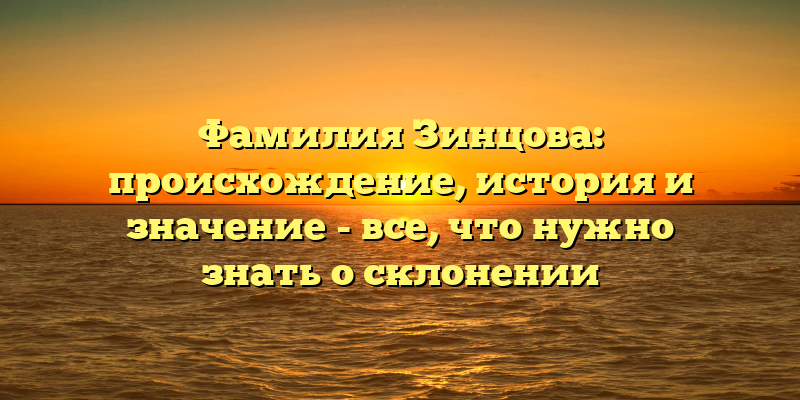 Фамилия Зинцова: происхождение, история и значение - все, что нужно знать о склонении