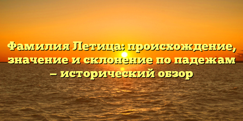 Фамилия Летица: происхождение, значение и склонение по падежам — исторический обзор